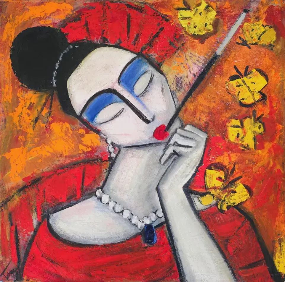 “Saphire Lady” — painting by Tera Thornton on display at Capital Dental Group