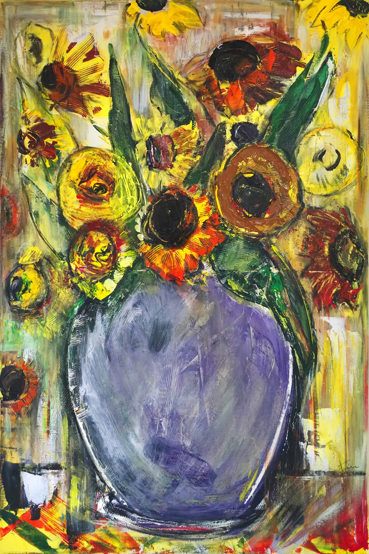 “The Sunflowers” — painting by Tera Thornton on display at Capital Dental Group
